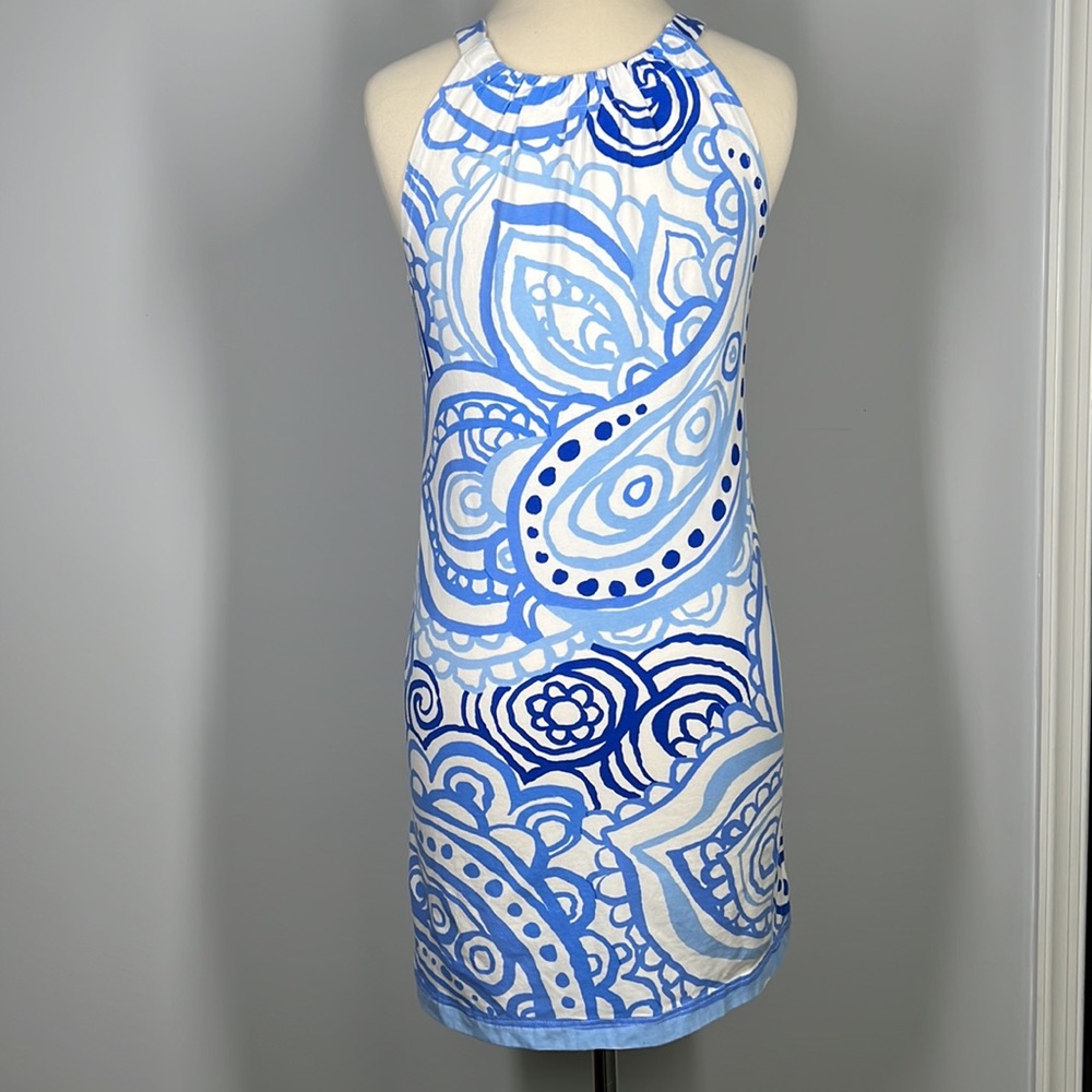 BARBARA GERWITT A-Line Casual Cotton Dress Keyhole Sleeveless Paisley - Picture 4 of 8